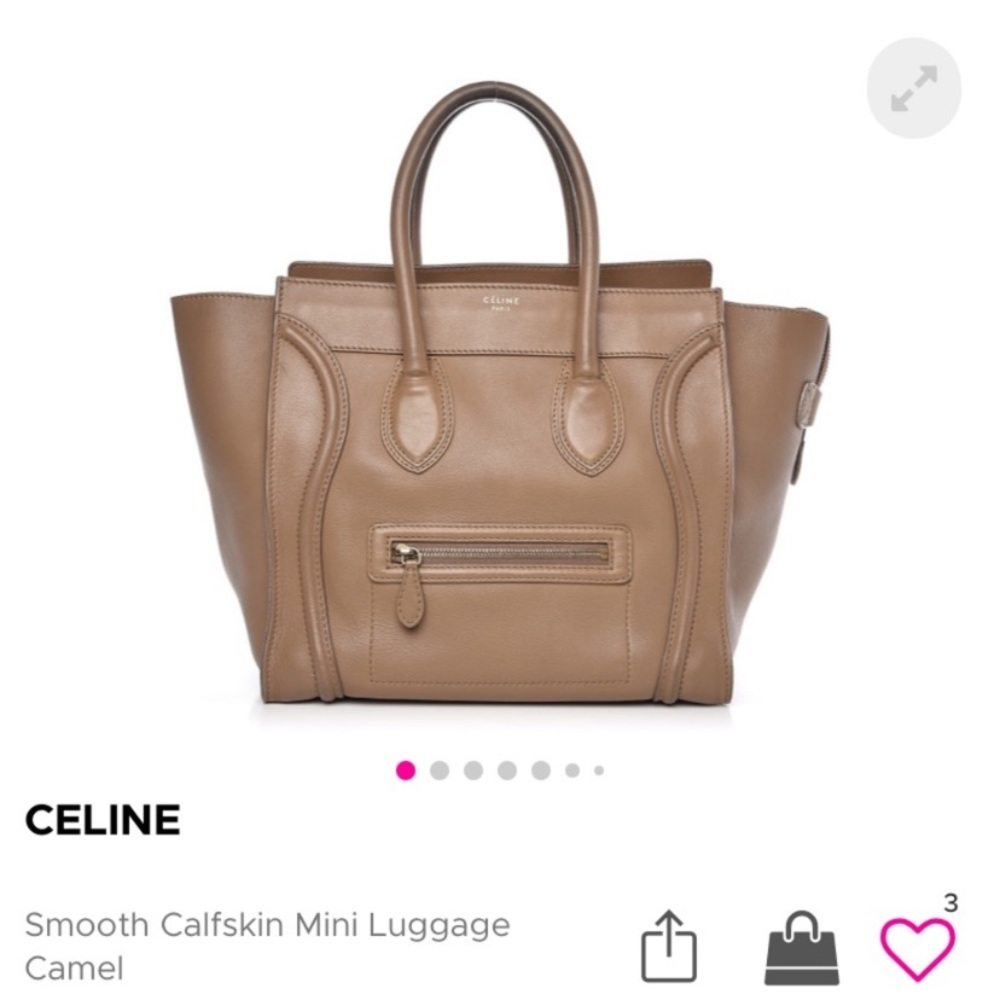 Celine Smooth Calfskin Mini Luggage Tote in Camel